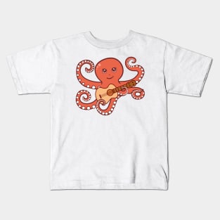 Adorable Octopus Playing Acoustic Guitar Cartoon Kids T-Shirt